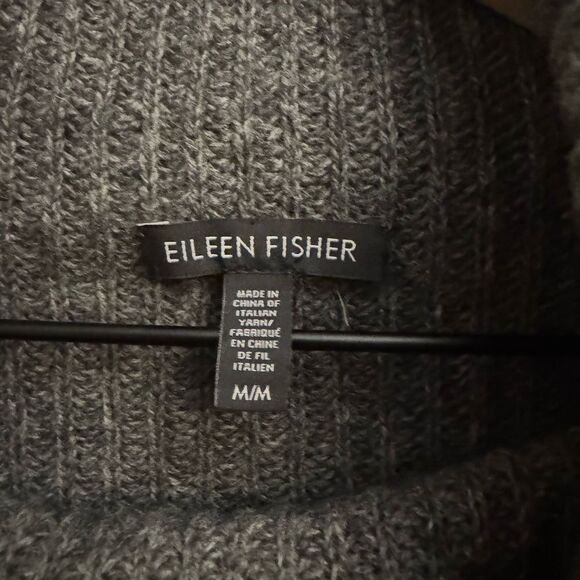 Eileen Fisher Size Medium Yam Wool Blend Funnel Cowlneck Boxy Sweater - Picture 10 of 11